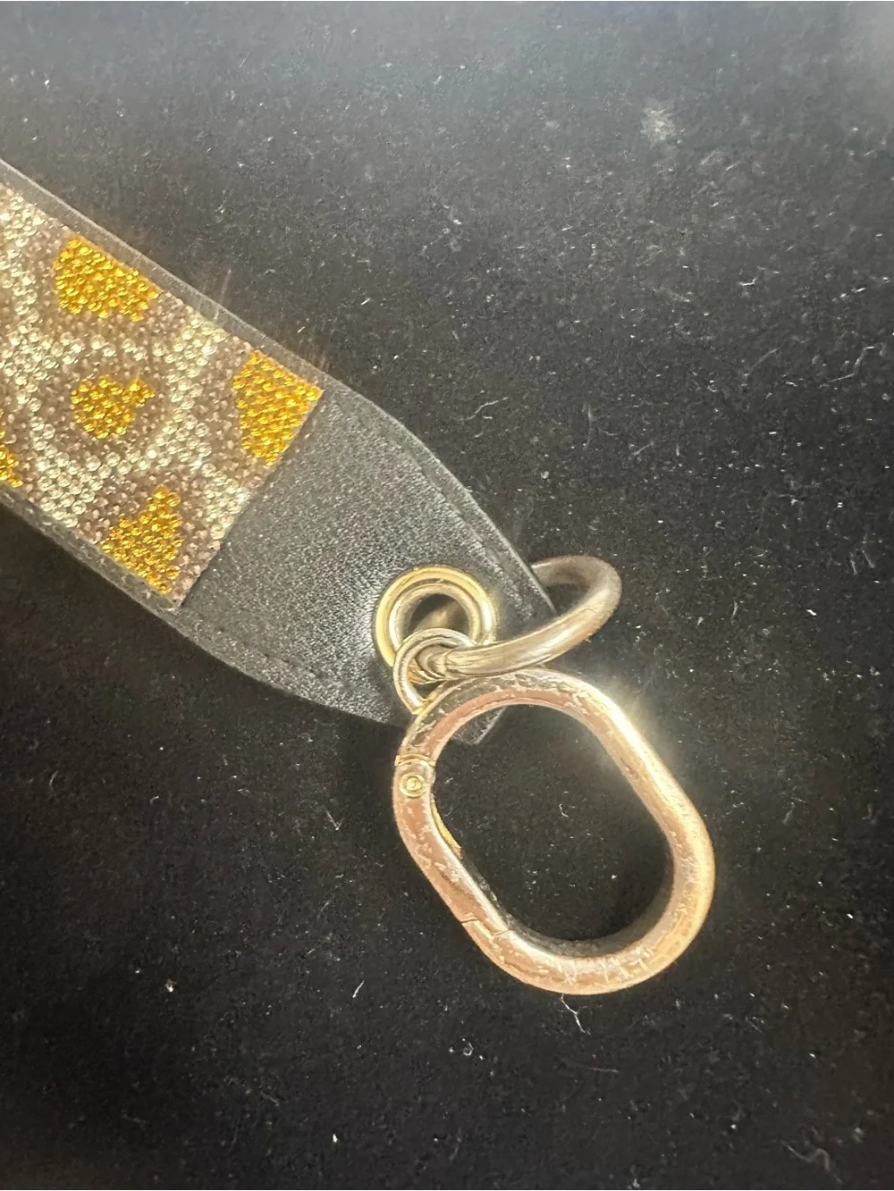 Victoria’s Secret Leopard Print Crystal Strap Keychain - Gold and Brown